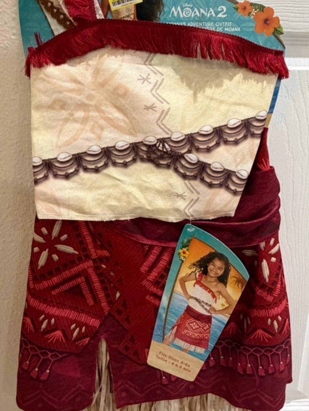 Disney Moana 2 Girls Red and Cream Costume Set